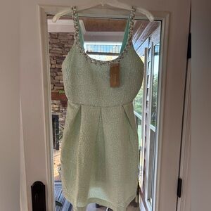 Francesca's Collections Mint Green Patterned Dress